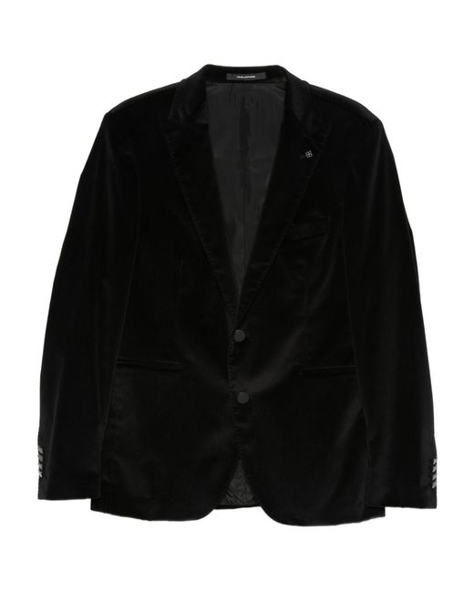 Tagliatore Black Button Textured Jacket for men