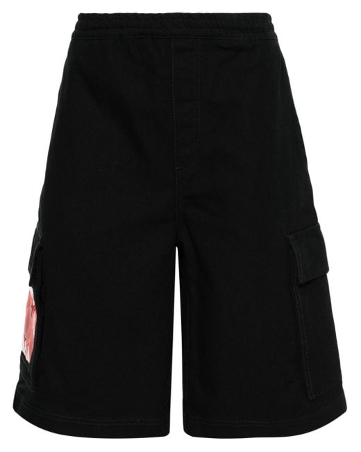 44 Label Group Black Printed Cargo Shorts for men