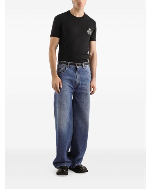Dolce & Gabbana Black T-shirt With Appliqué for men