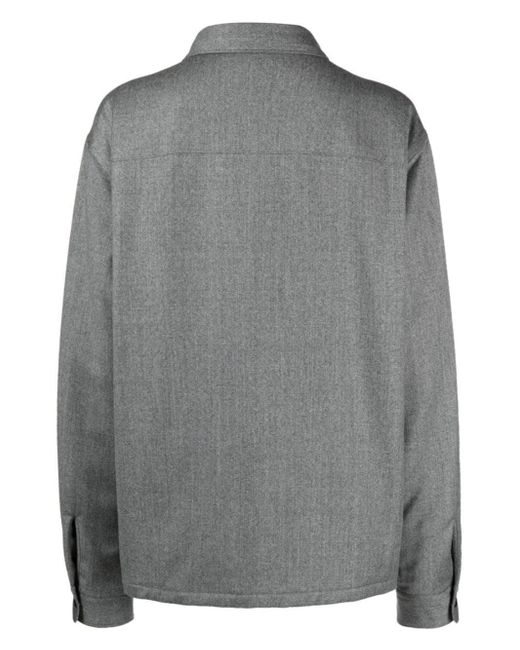 Zegna Gray Techmerino Wool Shirt for men