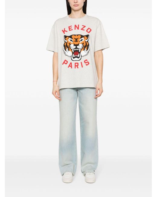 KENZO White Lucky Tiger Cotton T-Shirt