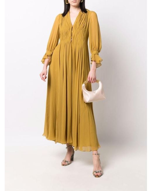 Natural Womens Dresses Khaite Dresses Khaite Winifred Silk-blend Maxi Dress in Yellow 