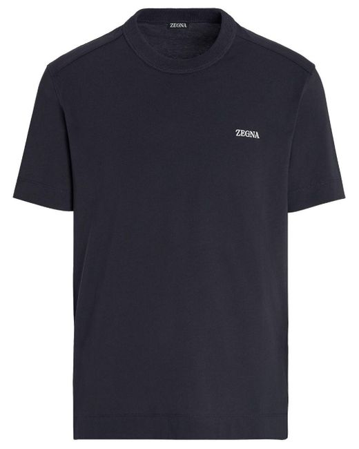 Zegna Blue Cotton T-shirt for men