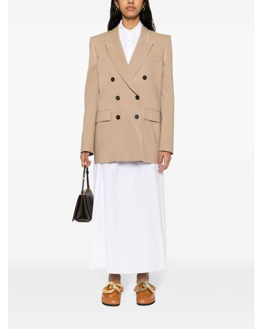 MSGM Natural Double-breasted Viscose Canvas Jacket