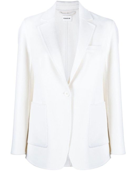 P.A.R.O.S.H. White Single-breasted Wool Jacket