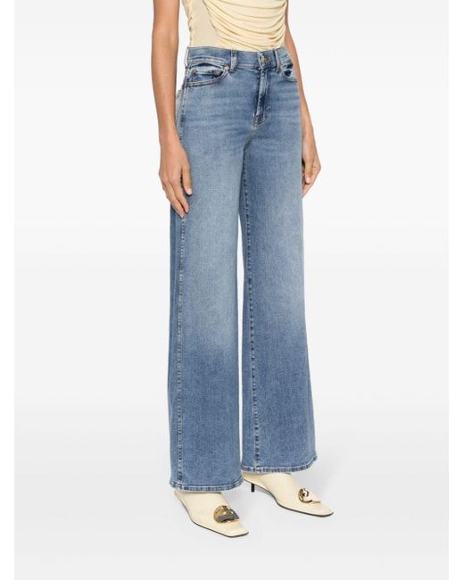 7 For All Mankind Blue Wide-leg Jeans