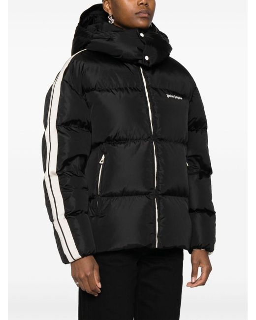 Palm Angels Black Track Hooded Puffer Jacket