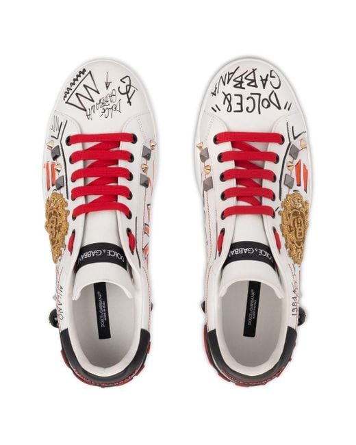 Dolce & Gabbana White Lace-up Low-top Sneakers for men