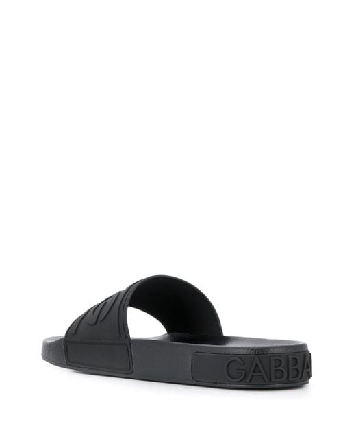 Dolce & Gabbana Rubber D&g Logo Slides in Black for Men - Save 40 