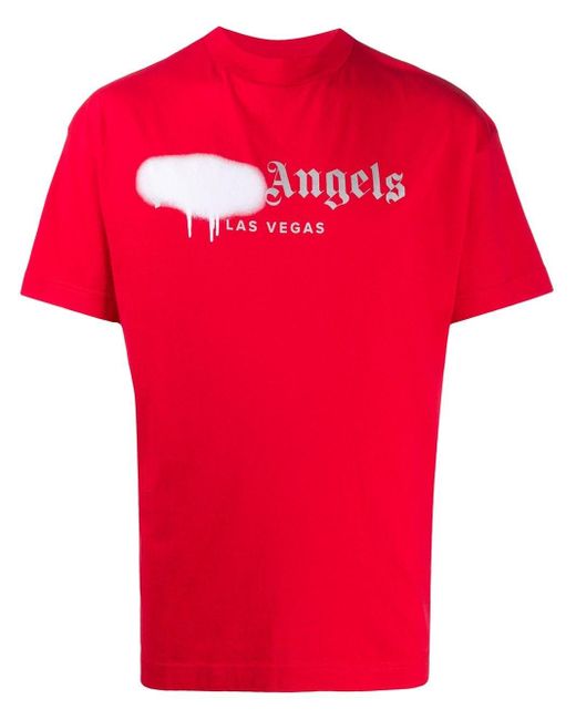 T-shirt Las Vegas con stampa di Palm Angels in Red da Uomo