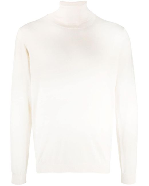 Laneus Silk Turtleneck Sweater in White for Men - Lyst