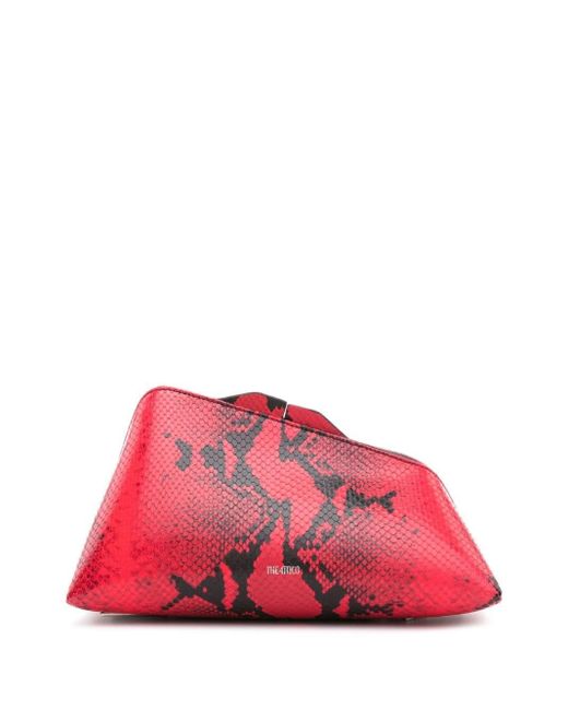 The Attico Red 8:30 Pm Snakeskin-effect Clutch Bag