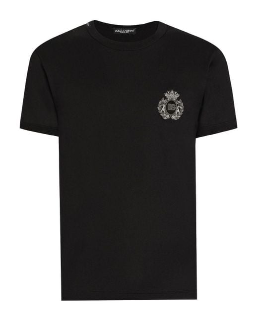 Dolce & Gabbana Black T-shirt With Appliqué for men