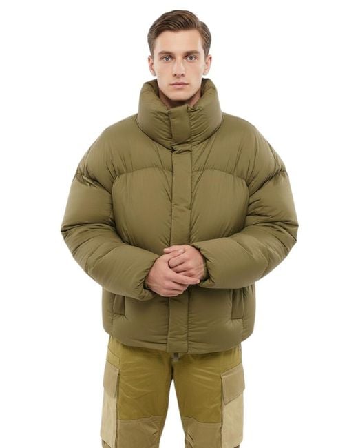 Bacon Green Quilted Turtle Neck Jacket for men