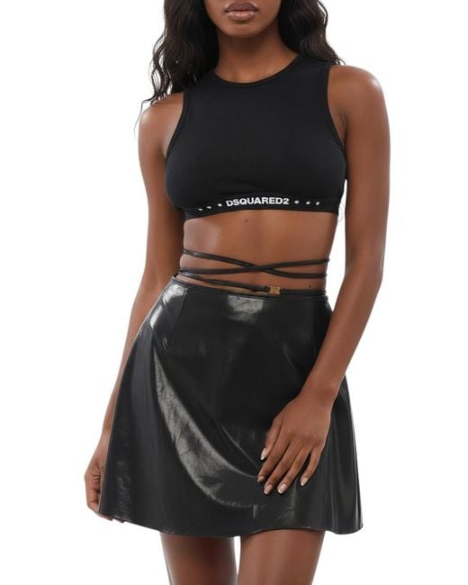 Versace Black Solid Mini Skirt