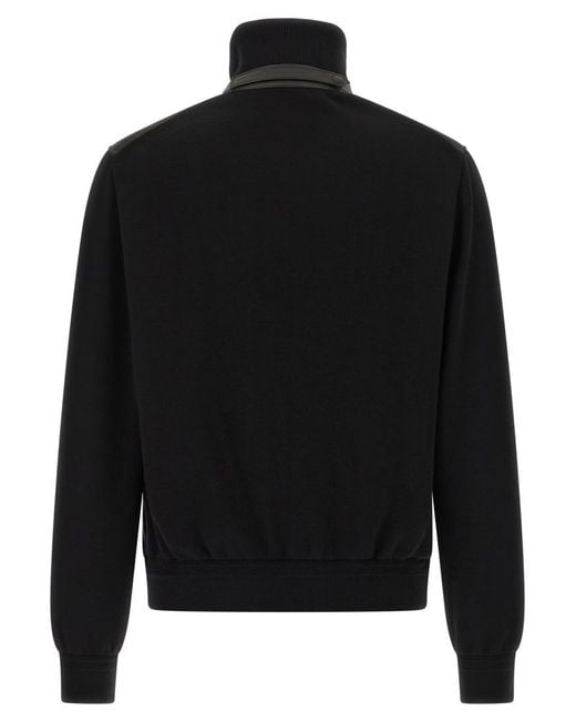 Tom Ford Black Solid Mock Collar Jacket for men