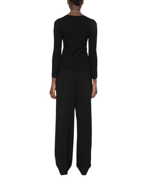 Totême Black Solid V Neck Sweatshirt
