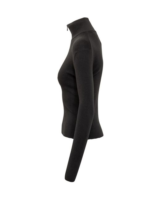 Courreges Black Solid Turtle Neck Sweater