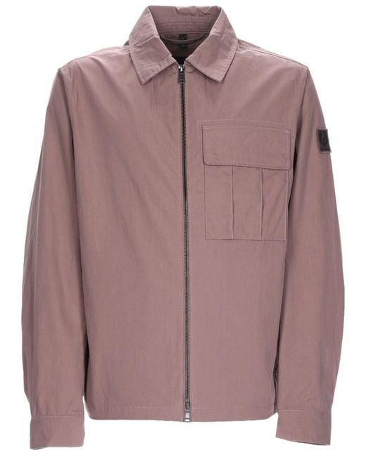 Belstaff Pink Solid Shirt Collar Jacket for men