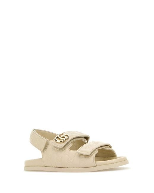 Gucci Natural Ivory Leather Sandals