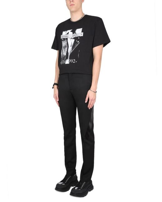 McQueen Black Flat Front Pants for men