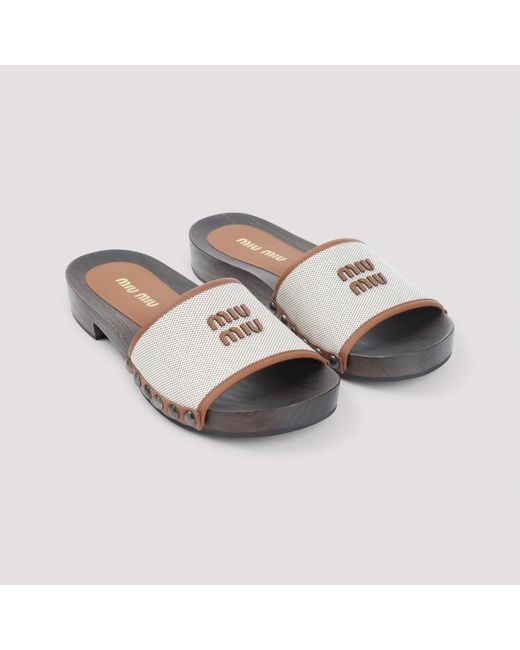 Miu Miu Brown Logo Sandals
