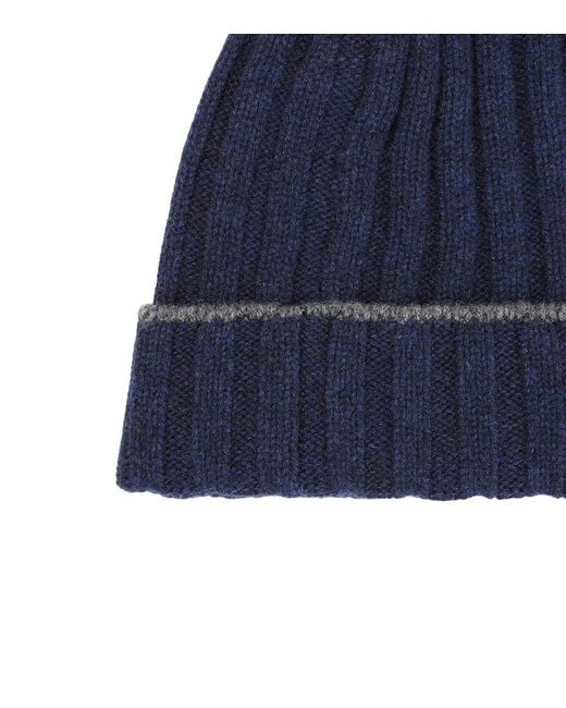 Brunello Cucinelli Blue Stripes Beanie Cap for men