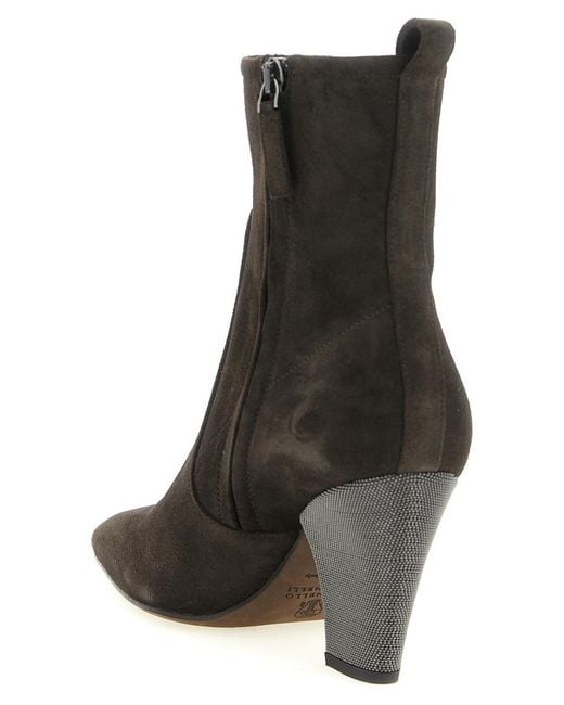 Brunello Cucinelli Black Solid Pointed Toe Boots
