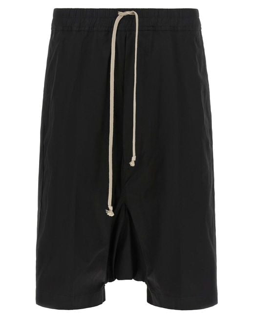 Rick Owens Black Solid Shorts for men