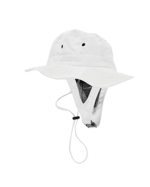 DSquared² White Solid Bucket Hat for men