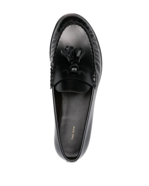 The Row Black Leather Loafers