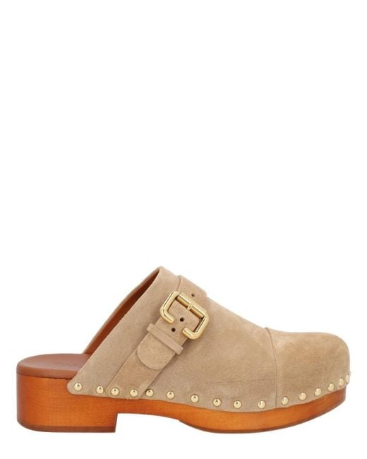 Chloé Brown Studded Mules