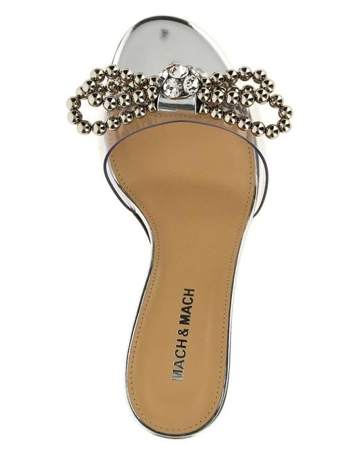 Mach & Mach Metallic 'Stud Bow' Sandals