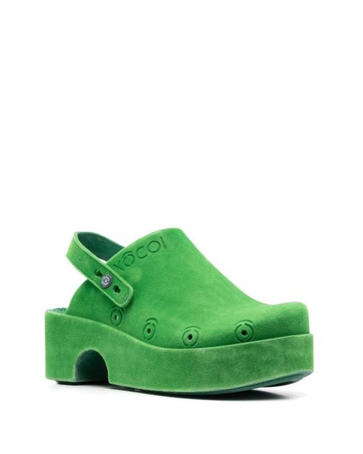 XOCOI Green Slingback Platform Mules