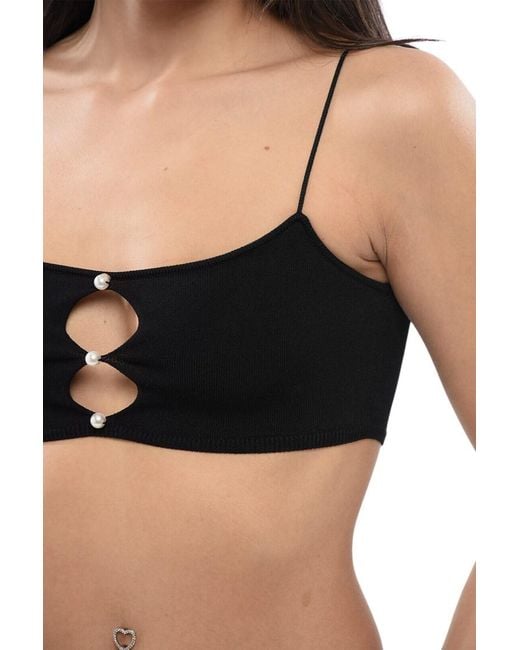 DSquared² Black Solid Scoop Neck Top
