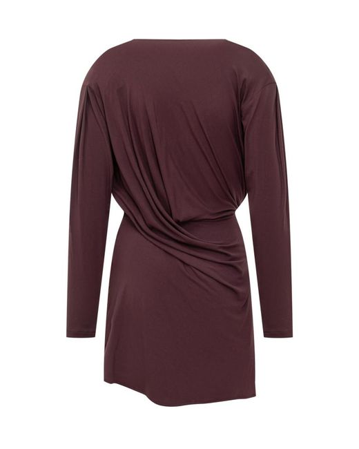 IRO Purple Solid V Neck Mini Dress
