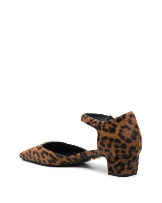 Prada Brown 45Mm Triangle-Enamel Pumps