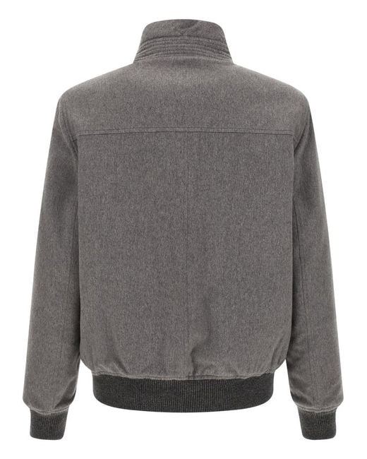 Brunello Cucinelli Gray Solid Wool Jacket for men