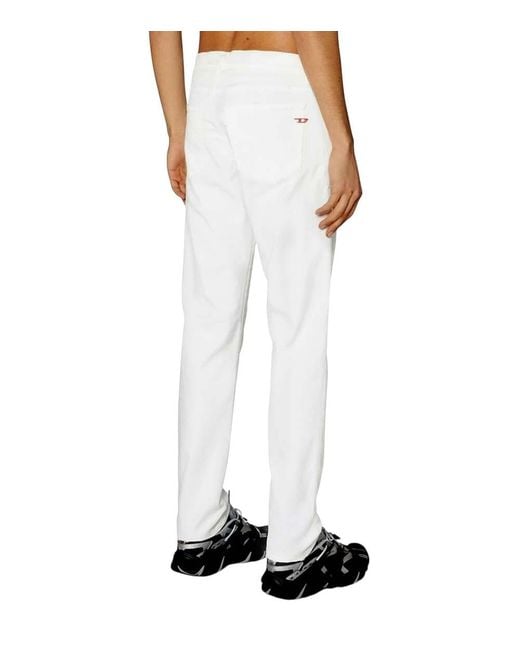 DIESEL White Slim Solid Jeans for men