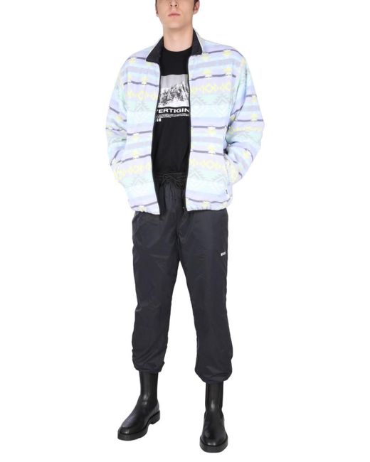 MSGM Blue Abstract Mock Collar Jacket for men