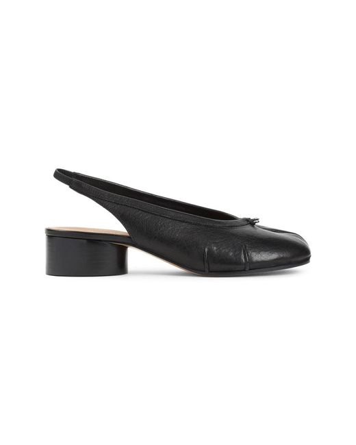 【MAISON MARGIELA】TABI NEW BALLERINA SLINGBACK Maison Margiela: Black Tabi New Ballerina Slingback Heels