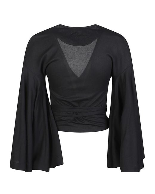 Jacquemus Black Solid V Neck Top
