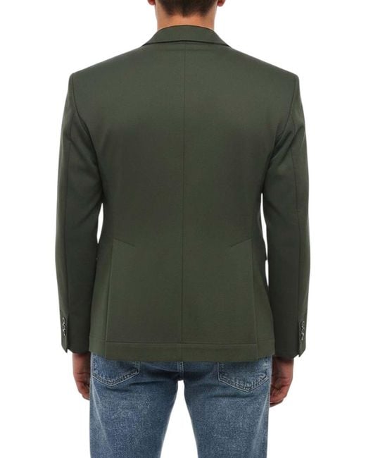 DSquared² Green Solid Notched Lapel Blazer for men