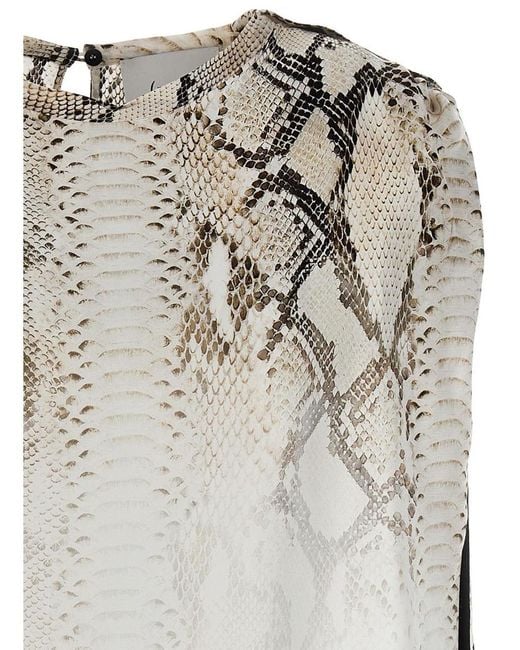 Nude White Snake Print Blouse