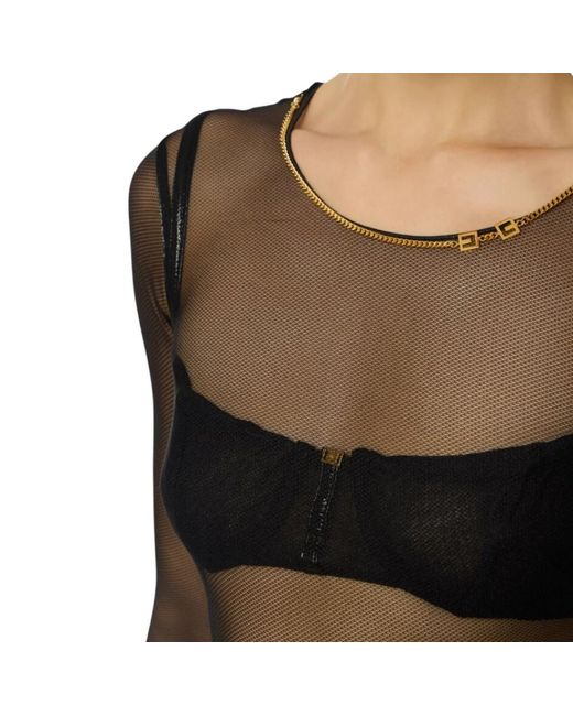 Elisabetta Franchi Black Solid Round Neck Top