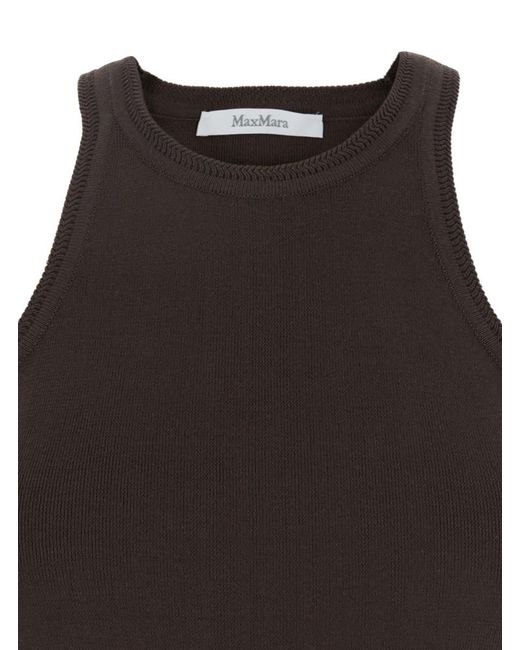 Max Mara Black Solid Round Neck Top
