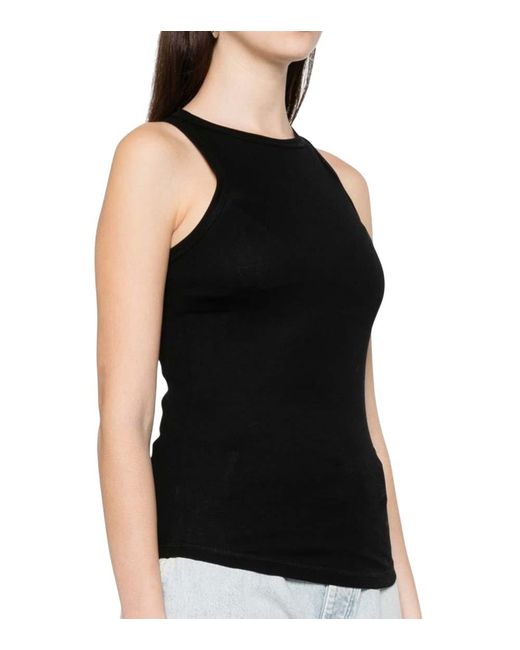 Herskind Black Solid Round Neck Tank Top