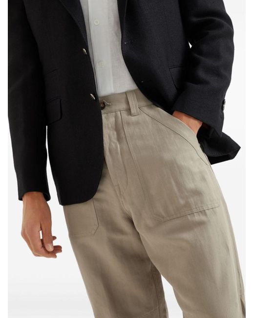 Brunello Cucinelli Natural Relaxed Fit Trousers for men