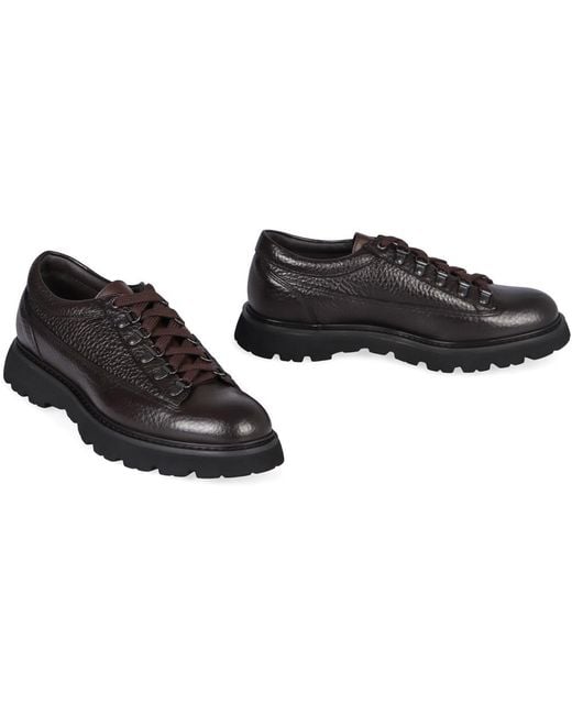 Doucal's Black Solid Lace Ups Shoes for men