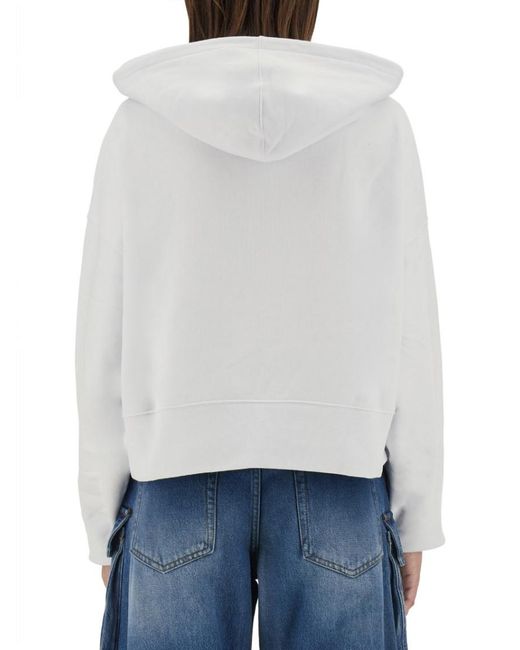 MSGM White Logo Hood Sweatshirt